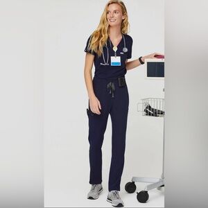 FIGS Yola Skinny Scrub Pants Navy Grey Size S TW2000 PO1262